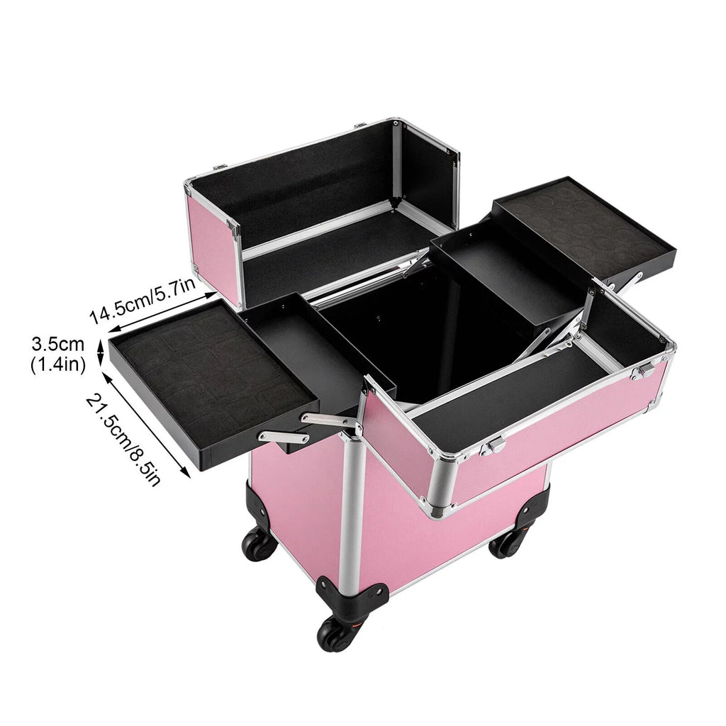 Miumaeov Trolley Professional with Storage Makeup Cosmetic Train 4-Tier Rolling Wheels Organizer Case Makeup