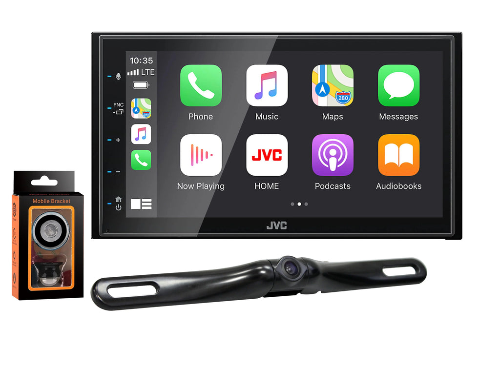 Monitor+Absolute CAM880 Phone fixed Camera JVC Rearview 6.75" w/ Magnet Touchscreen Multimedia KW-M56BT & Holder Receiver Digital