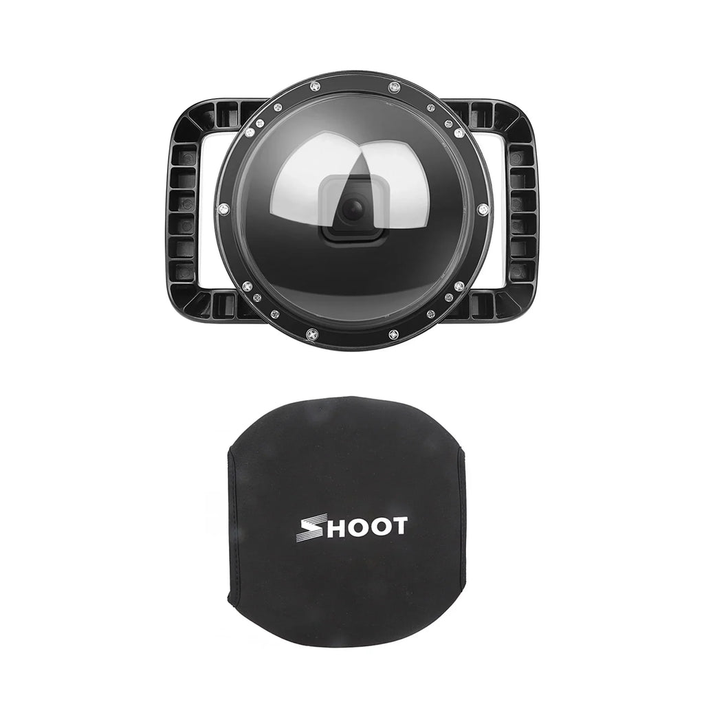 10SHOOT Port and Handle, 45m Dual Dome 180° XTGP559, Wide Black 9 Case Waterproof, for Waterproof Angle