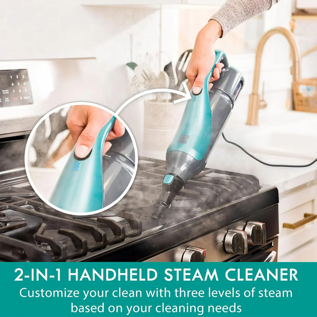 Cleaner Green & Hard with Upholstery, Washable Mop Floor and 2 Pads Kenmore 2-in-1 Steam 2pcs SM2050 Modes Carpets, for Rugs