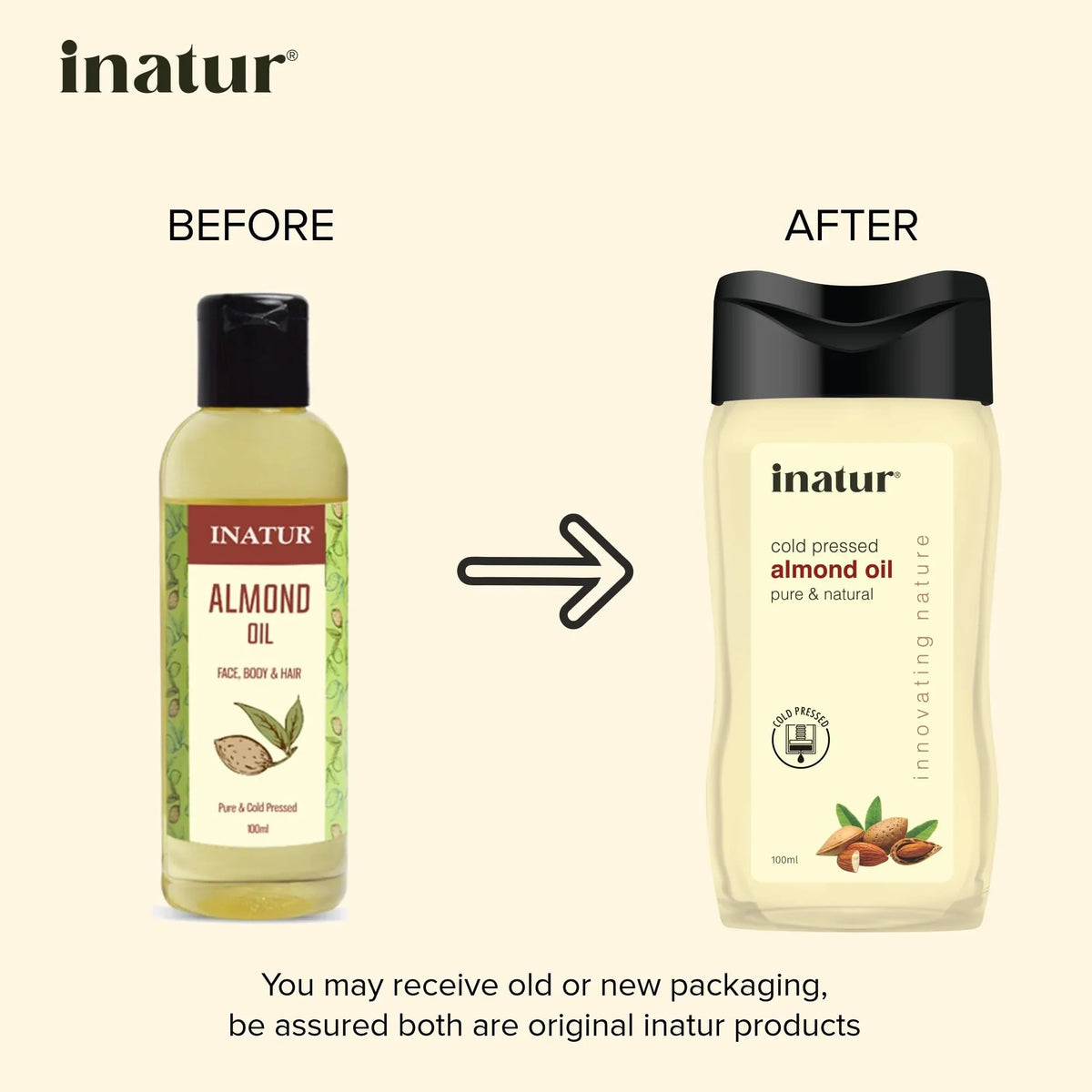 Body 100% 100 Oil - Almond Organic Sweet Almond Face, - Hair Safe Oil inatur Ideal for Pure, For Cold Babies & - Pressed & ml