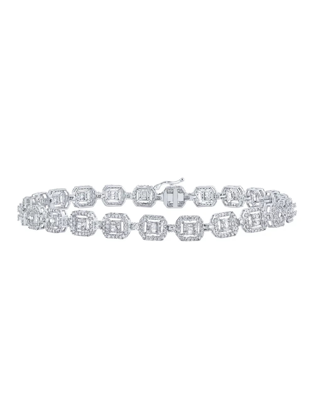 Worldwide Square 10k Link Bracelet Jewelry Diamond Ctw 4 Gold Baguette Macey White Mens
