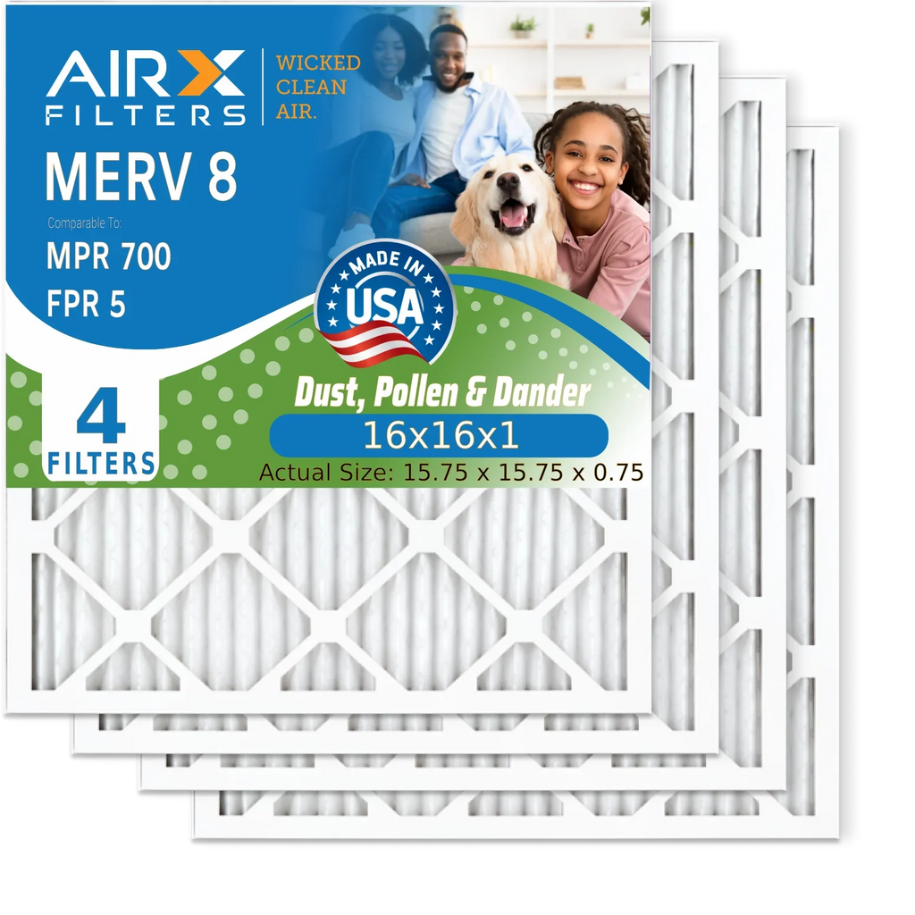 AIR. Premium USA FPR 16x16x1 Electrostatic HVAC & by Pack 700 Air Filter 5 CLEAN AIRX MPR Conditioner Filters WICKED Made Pleated FILTERS 8 4 Filter MERV 16x16x1 Air to Comparable Furnace AC
