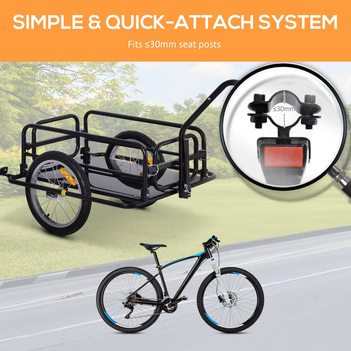 Hitch- 88 with Post Seat Bike to Trailer up Aosom Lbs. Cart Black Cargo Folding