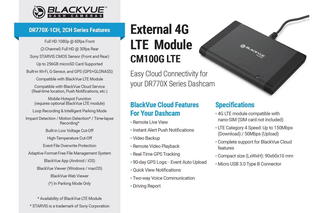 BlackVue Lens DR770X-1CH With Cloud-Ready WiFi Single | Cam 256GB GPS Dash & 1080p 60FPS Card