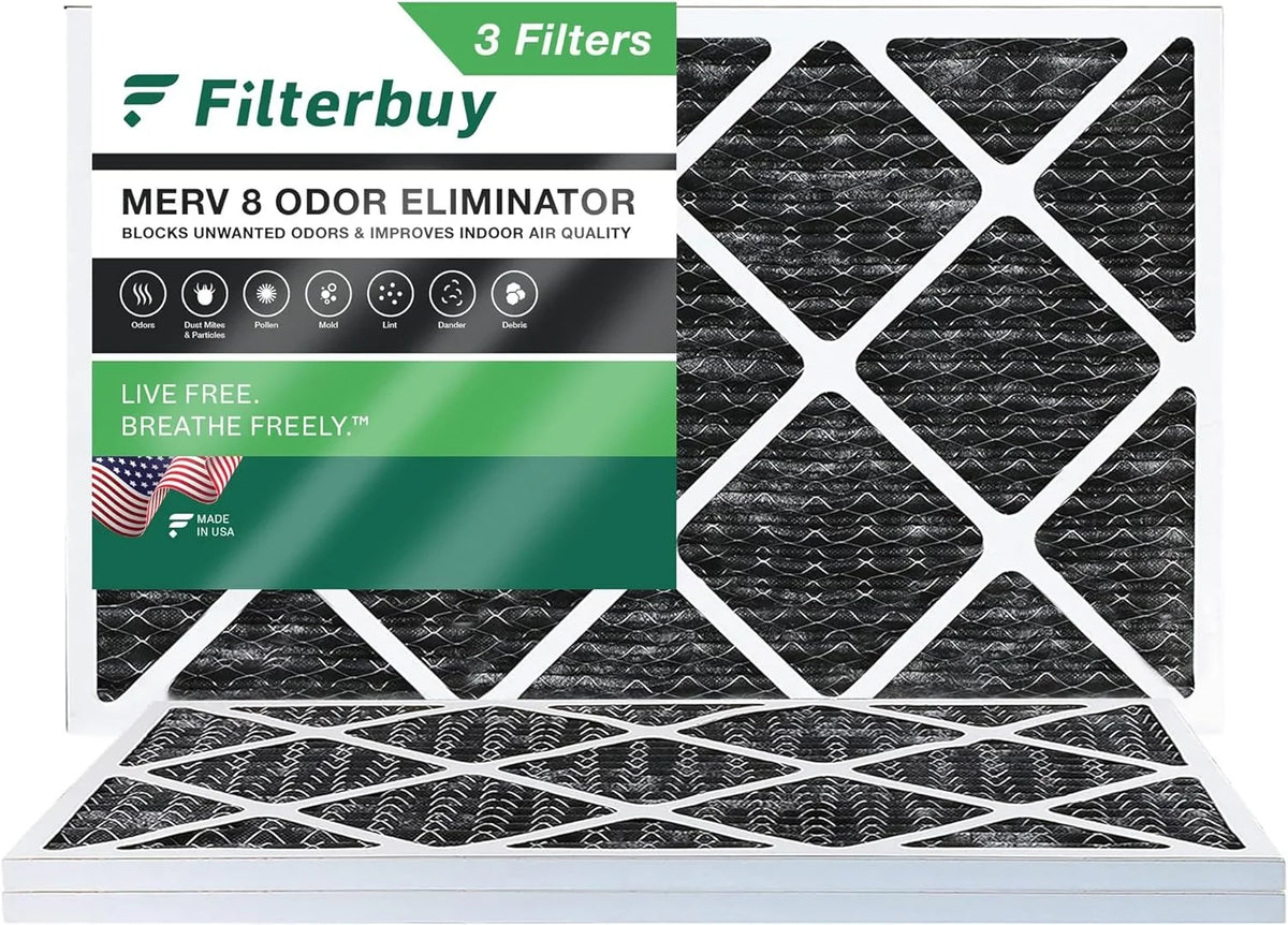 8 Filters Furnace AC (3-Pack) Eliminator 10x24x1 Carbon Pleated Filterbuy Air HVAC MERV with Activated Odor