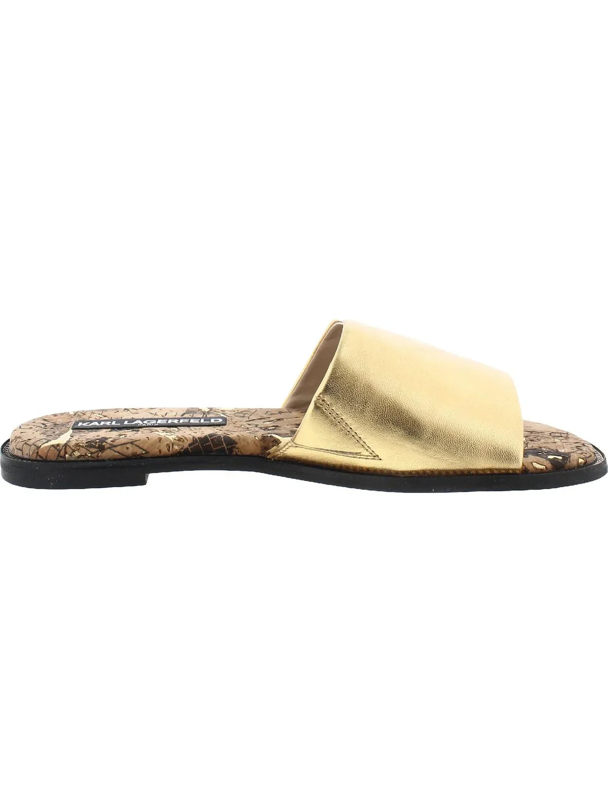 Lagerfeld Womens Cork Paris Flat Leather Sandals Karl Gloria