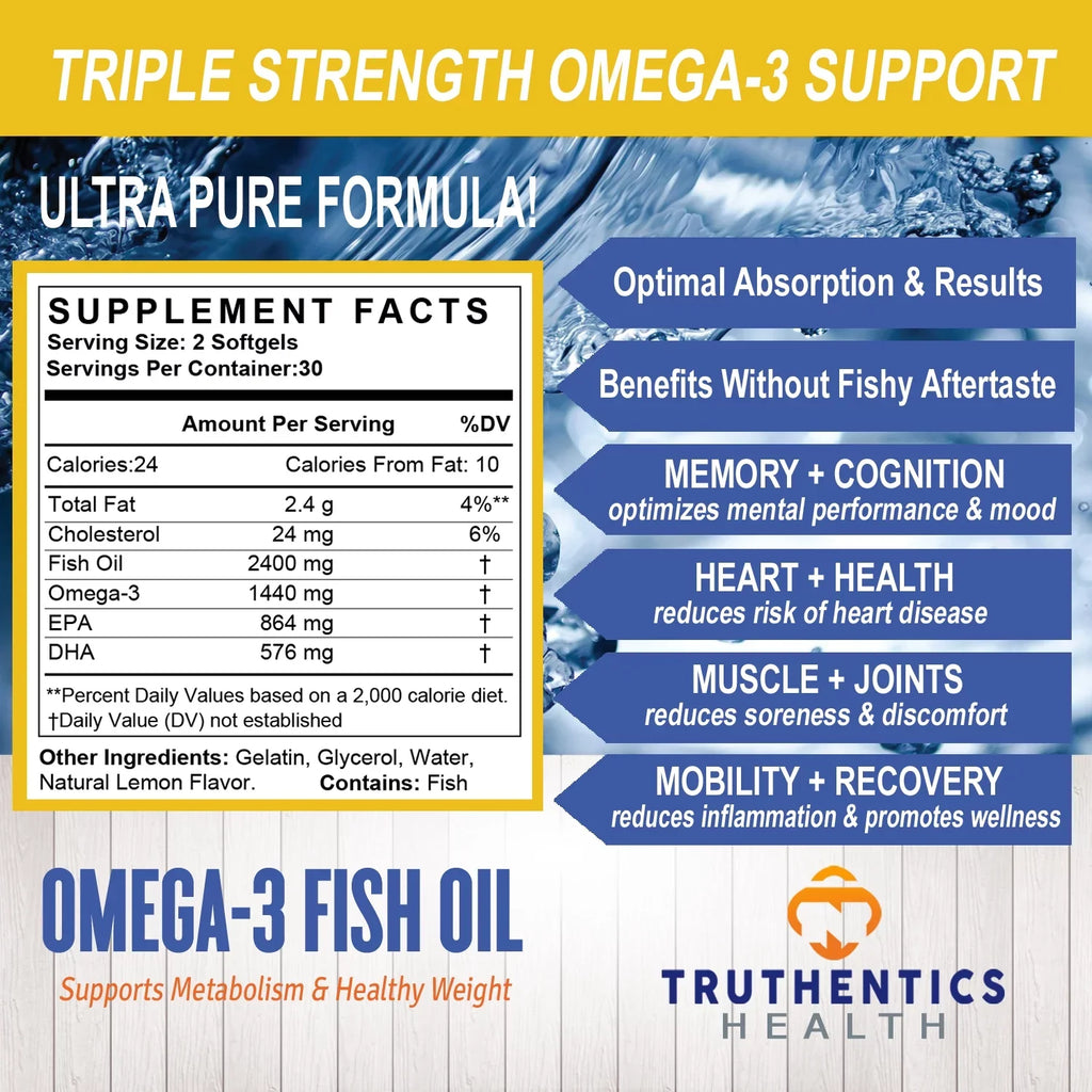 Turmeric - Each Fish Triple 3 Strength Omega Curcumin with Plus Oil Bundle Bioperine Count 60 650mg Truthentics