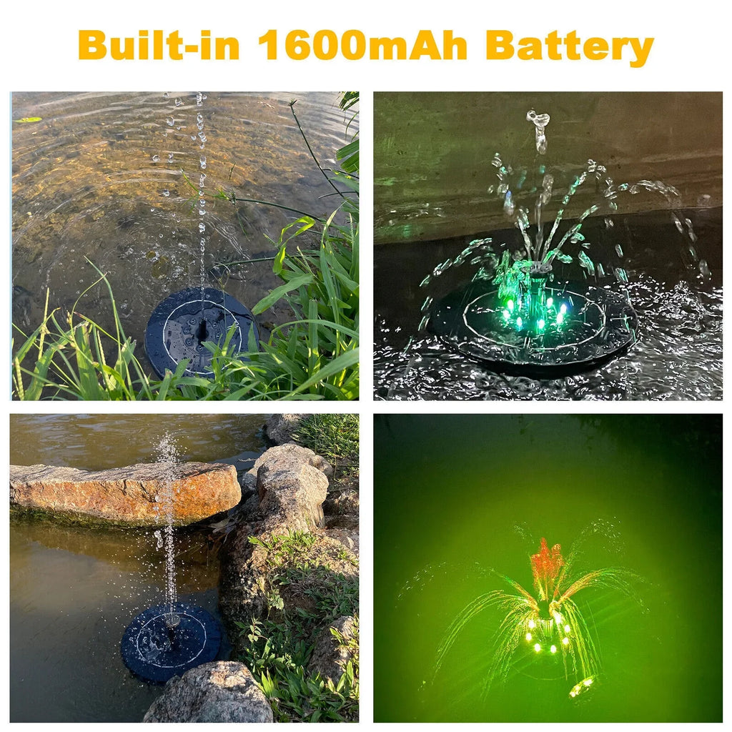 Solar Floating Pond Pool Bird Power Bath Water Outdoor Garden Pump Fountain 6LED
