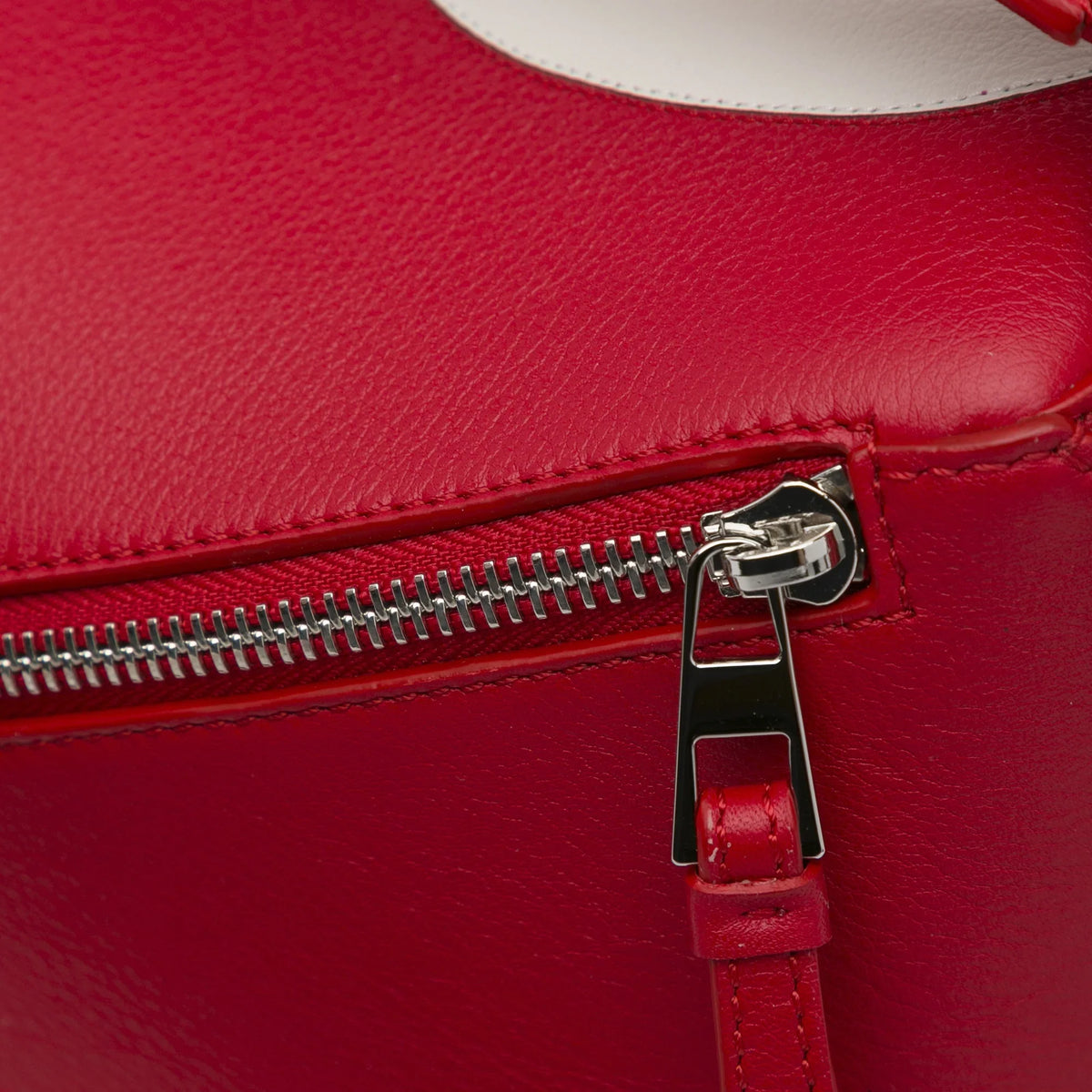 Authenticated (Good) Unisex Red LOEWE Mushroom Small Puzzle Pre-Owned Satchel Edge Leather Calf