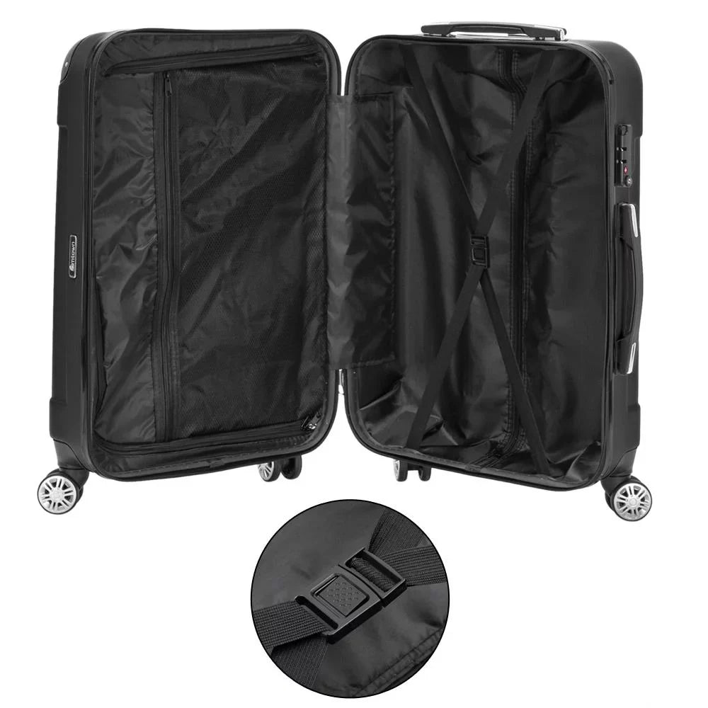 Winado Travel Set Bag Black Luggage ABS Pcs Suitcase Trolley 3