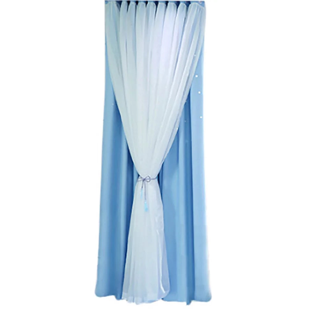 Valance Treatment Window Tulle Double-deckLight Sheer tulle Sky Voile Drape Curtain Starry curtains linen