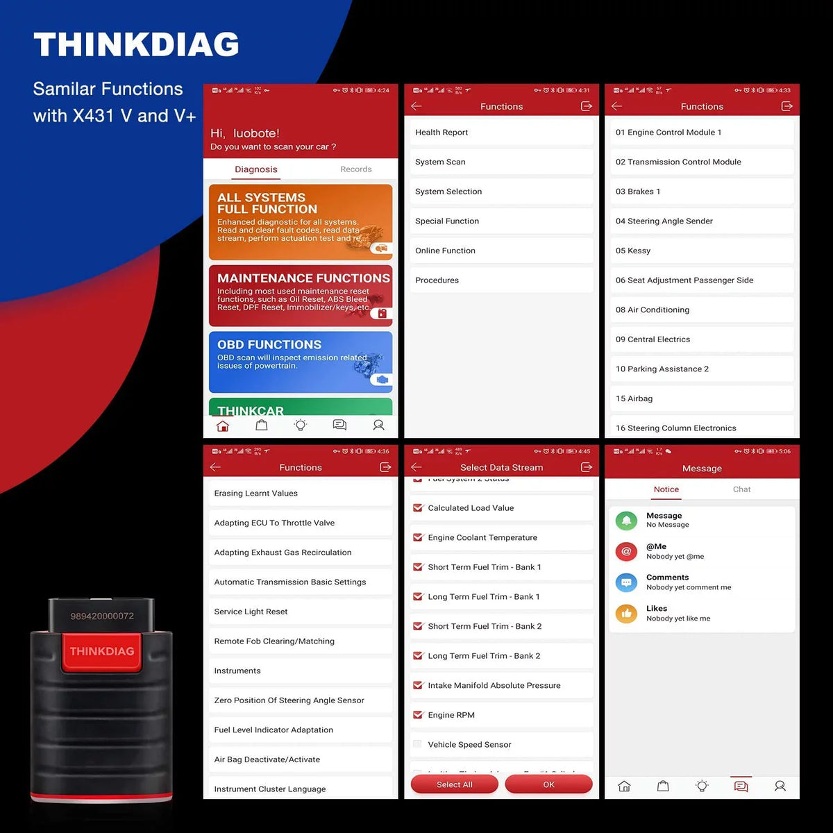Diagnostic OBD2 Cars Reader Tool THINKDIAG Since Scanner Full Included) Bluetooth Systems Functions Maintenance Code THINKCAR (2 for 1996- Software Car Year 15