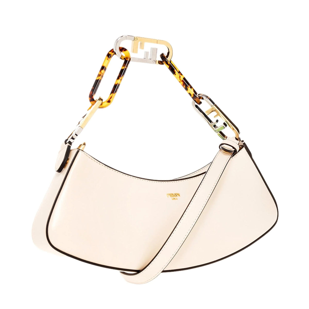 Fendi Shoulder Calfskin Bag Ivory Leather Swing O'Lock