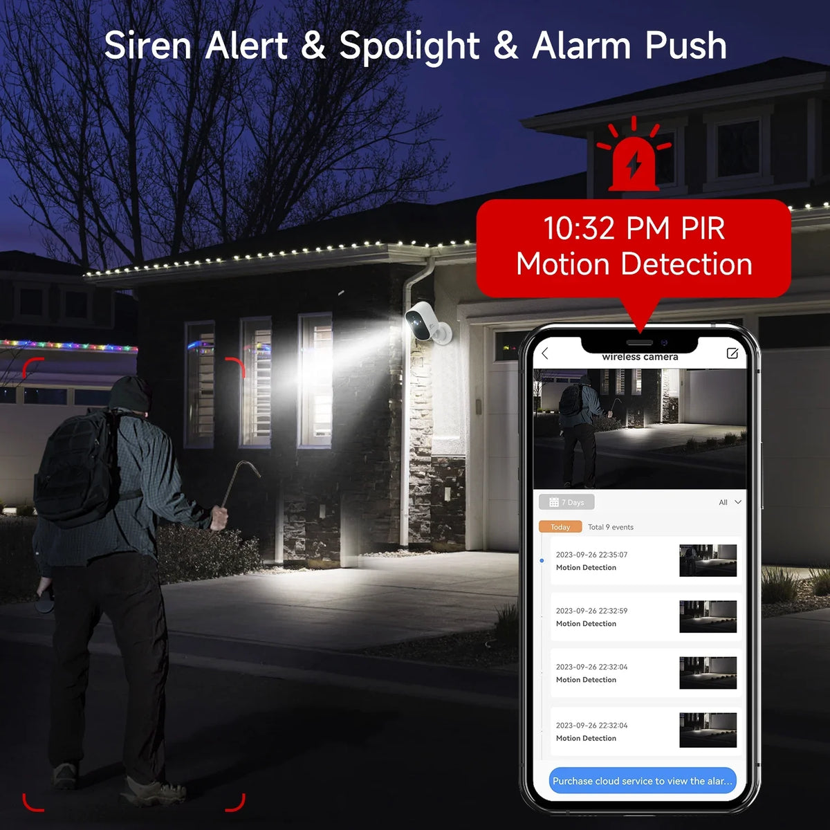 Outdoor, Spotlight Camera Cloud/SD Motion 4MP Storage, Home PIR 2.4GHz XVIM Waterproof, Detection with Powered Security Card Security WiFi, Battery Audio, Vision, Camera Night Wireless 2.5K 2-Way