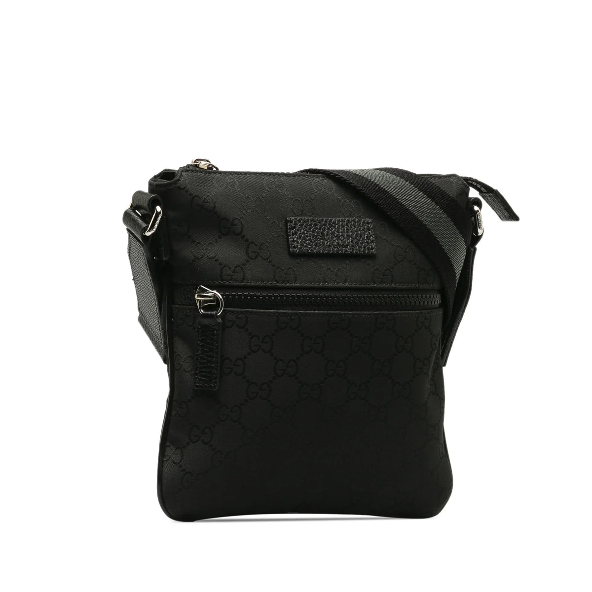 Fabric GG (Good) Pre-Owned Authenticated Nylon Gucci Web Black Crossbody Bag Unisex Crossbody