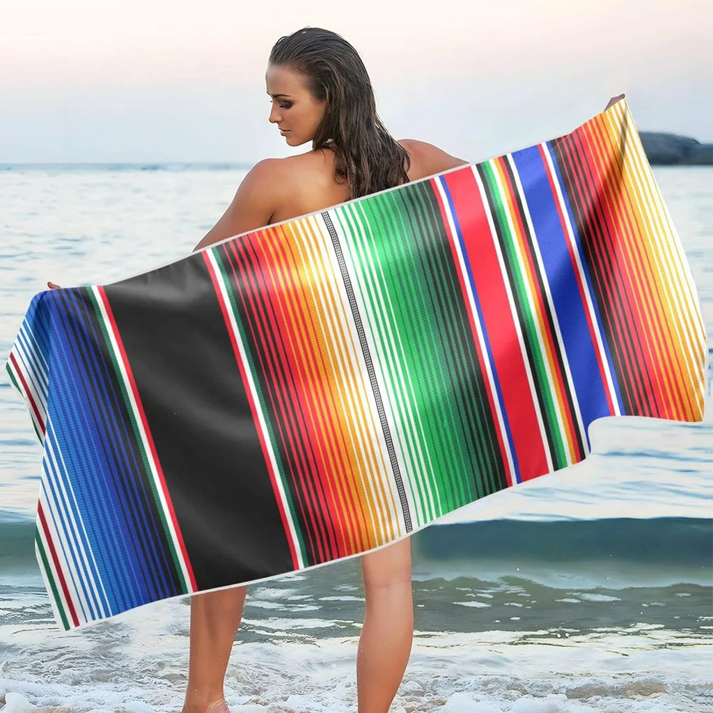 Towel, Towel Yoga Free Quick Blanket, Pool Thin Bestwell Serape Towel Beach Sand Blanket Multipurpose Microfiber Bath 30”X60” Oversized Lightweight Swim Mexican Stripes Towel Dry Shower