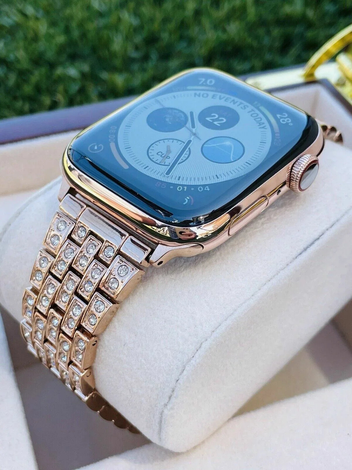 24K 7 Stainless 45MM Gold iWatch Steel Band Gold SERIES Rose Custom Rose
