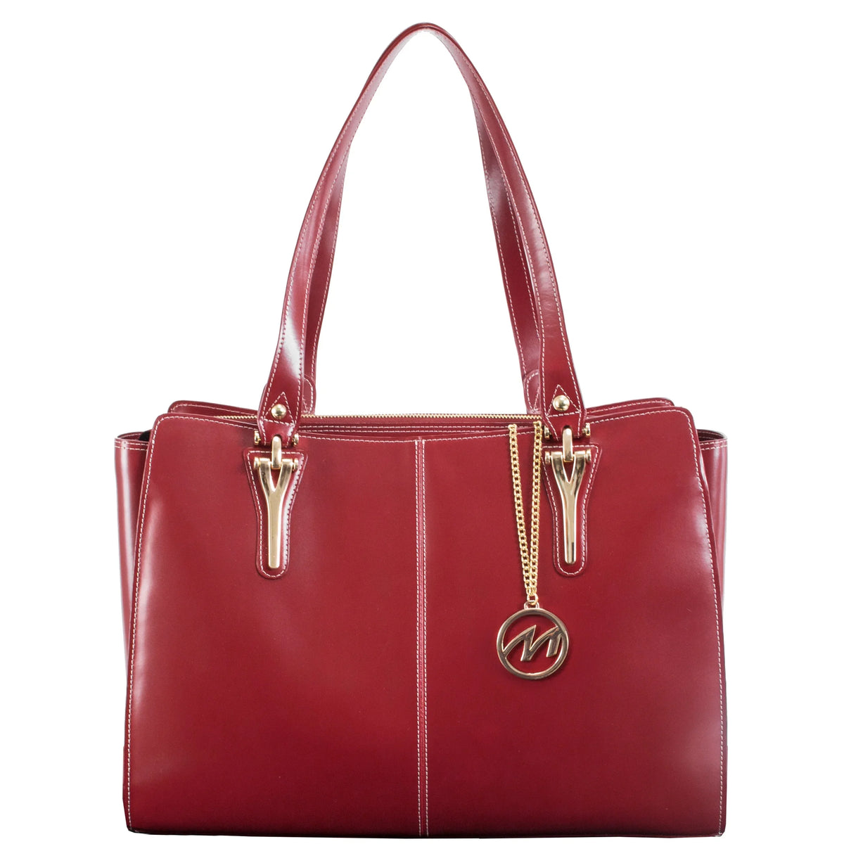 Leather Red Shoulder Tote, Glenna 97556,