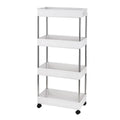 with 4 for Kitchen, Wheels, Storage Room, Plastic SYTHERS Steel, Bathroom, Cart White Stainless Utility Rolling with 4-Tier Laundry hooks, and Cart