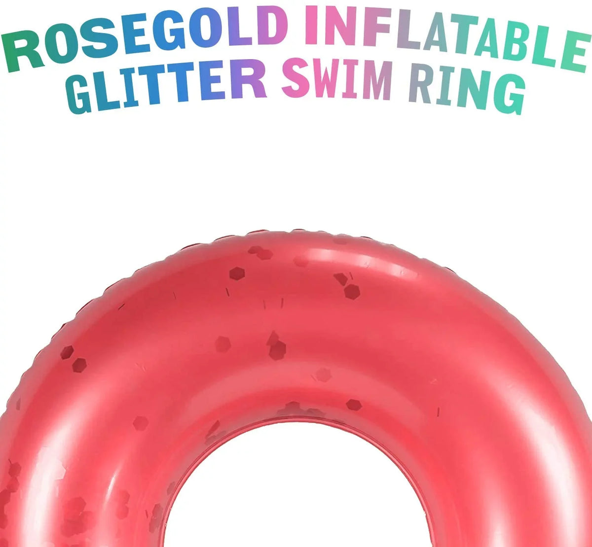 Adults Fun Pool Inflatable Floaties, Toys, 48 Round Inside, Glitter Rose Summer Pool Float Kids Inch Rings Gold Alyvia Swim with | Party for Beach &