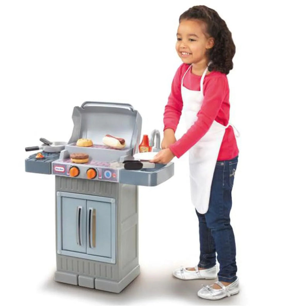 Kids Pretend Grow 2 Tikes BBQ Girls 8-Piece Grill Cook Little 3 Toddlers 4+ Playset, Toys Kitchen Ages For Boys Gray, Play 'n