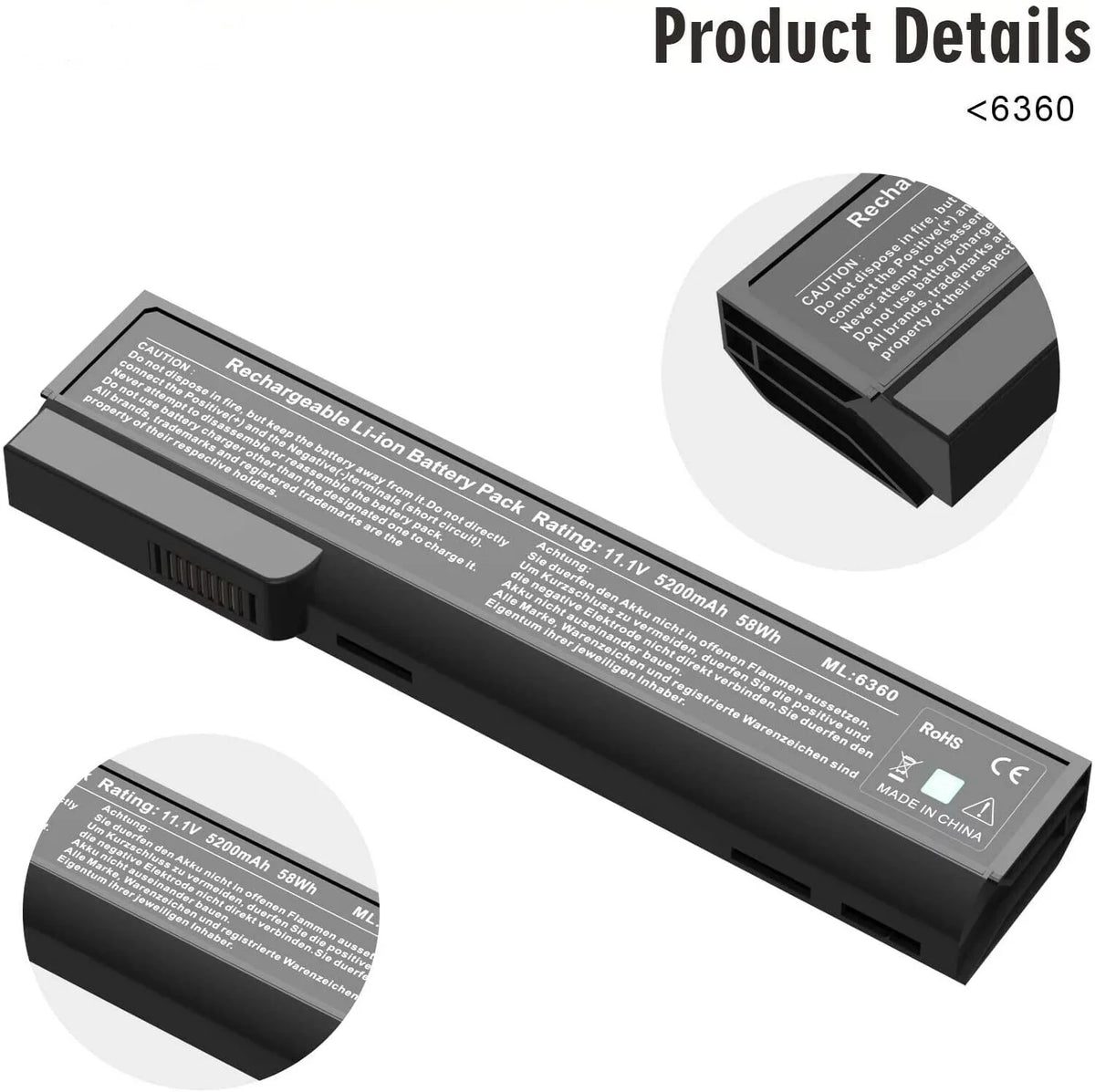 EliteBook 8470W EliteBook 6570B For Battery HP ProBook Laptop 8460P 8560P 6360b