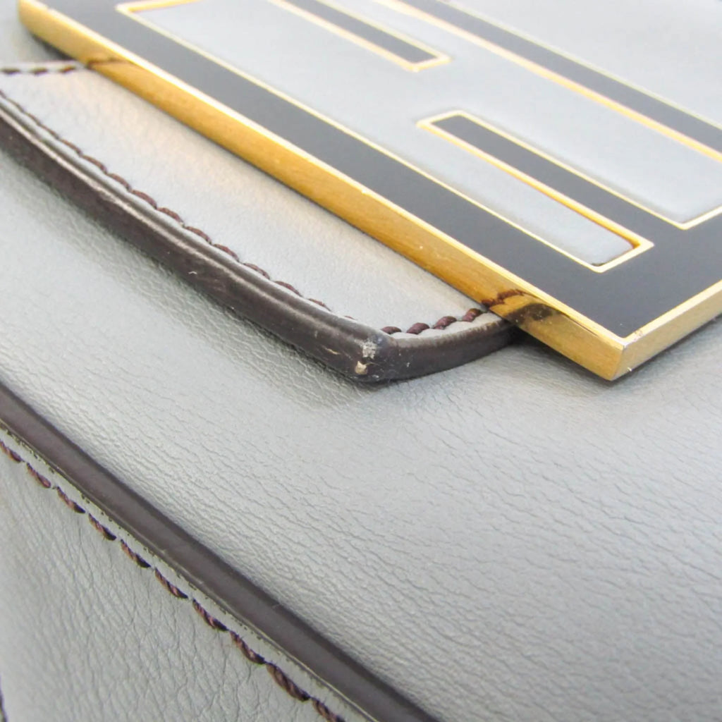 Leather Big Pre-Owned Mamma Shoulder (Good) Fendi Bucket 8BR638 Gray Women's Bag