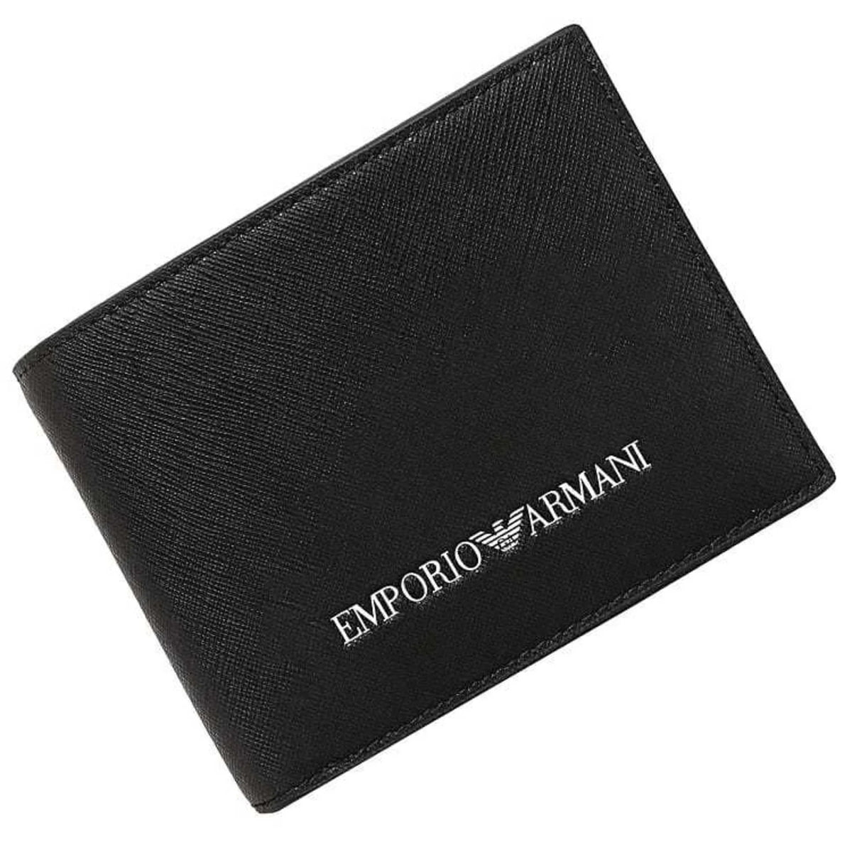 black (Like Y4R165 wallet Armani leather ARMANI Emporio New) EMPORIO white Pre-Owned folio men's