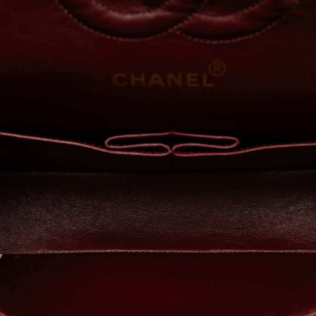 Lambskin Leather Medium Bag Unisex Pre-Owned Authenticated Flap (Good) Double Shoulder Blue Classic Chanel