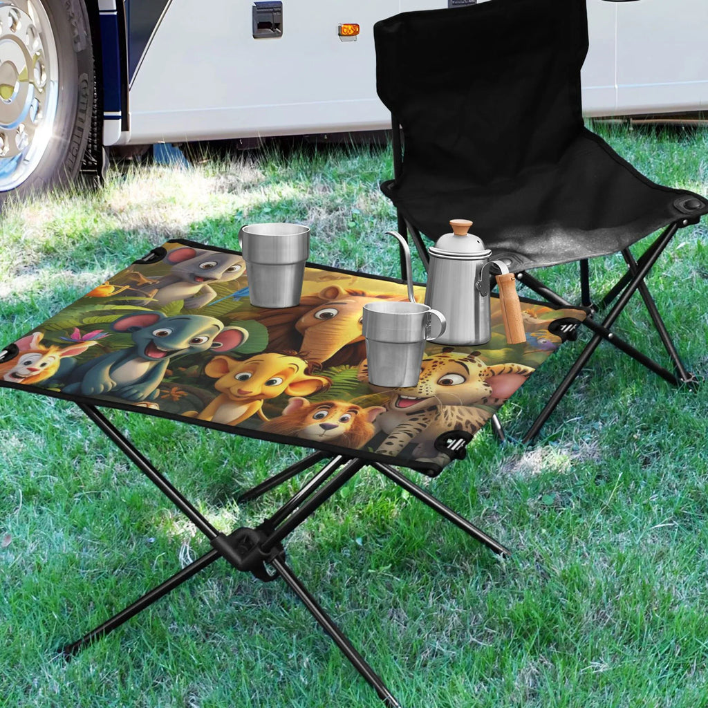 Picnic Beach BBQ Table Fishing Forest Camping Folding Portable Table Storage Travel Compact in Outdoor for Elephant with Table Bag