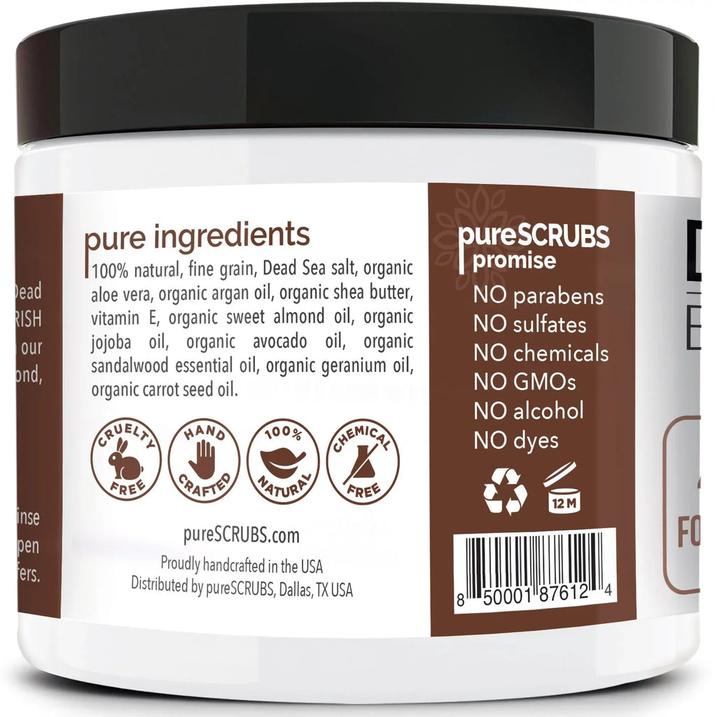 Exfoliating - SANDALWOOD + Set BODY Wooden Infused & Scrub Organic pureSCRUBS - 16oz Organic FREE Body Mini Dead Loofah SCRUB Bar Pure Nutrients & Premium Salt Oils Essential Spoon, Large Sea Soap