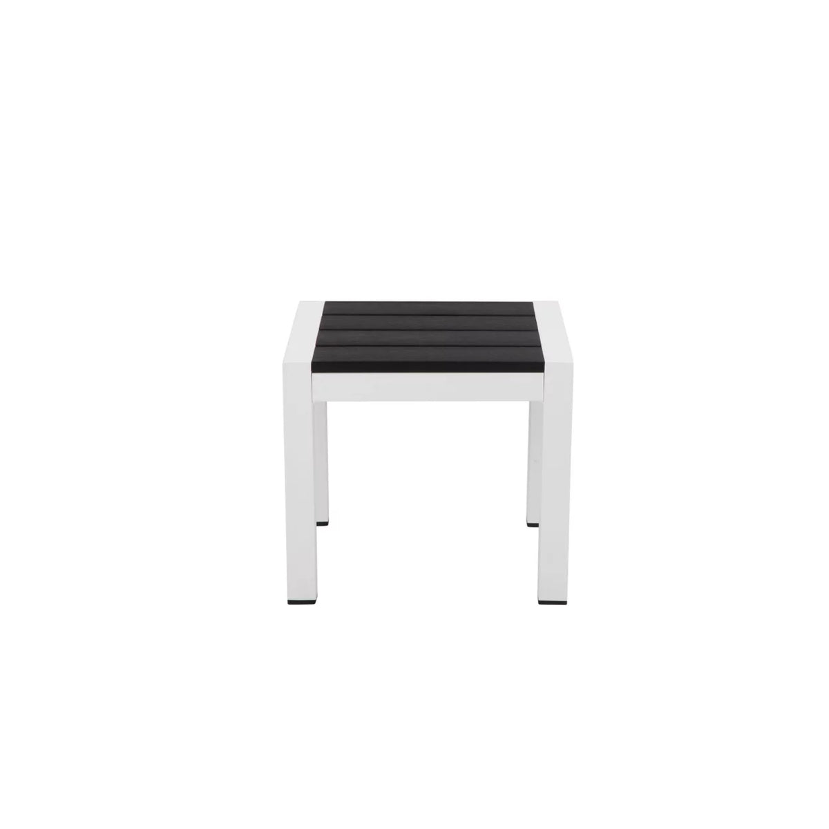18 Side Josh Aluminum Polyresin Table, Inch Frame- Black Jet Sherpi Saltoro Planks, End