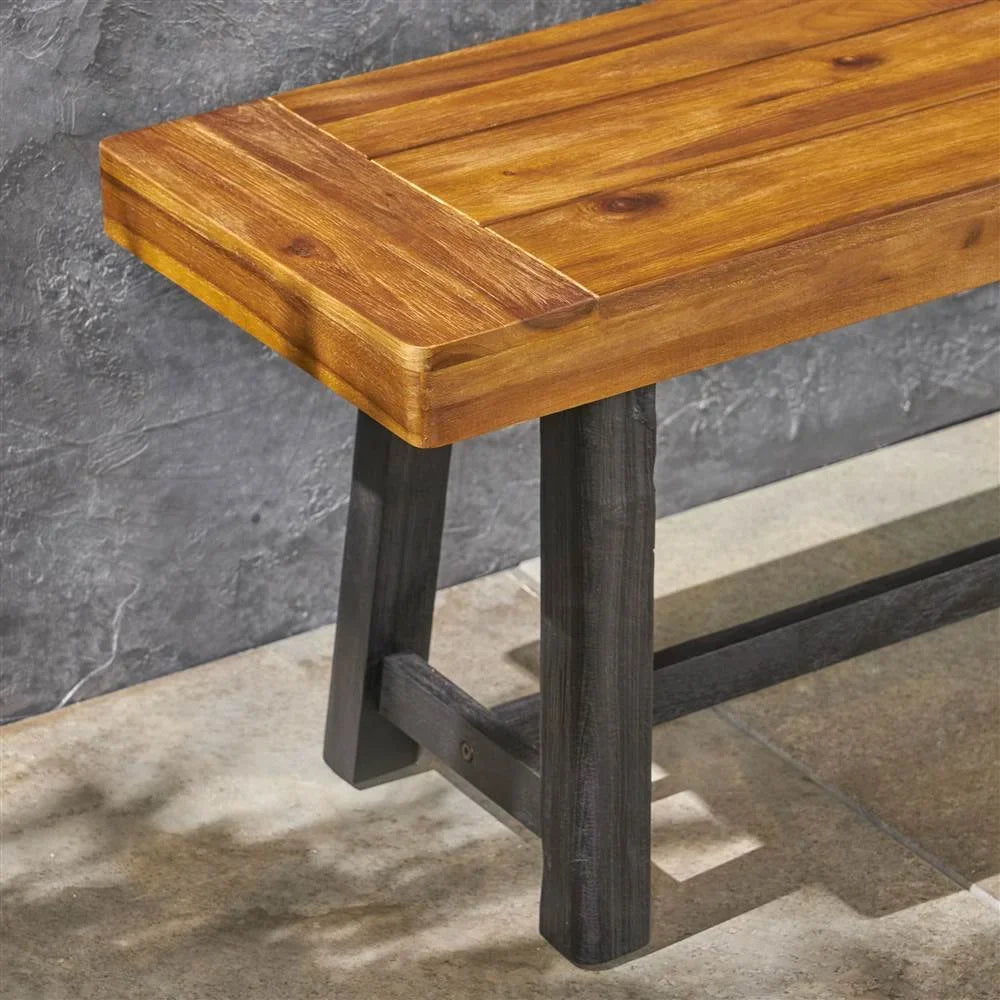 Teak Outdoor in Bench Black Raphael Sandblast and