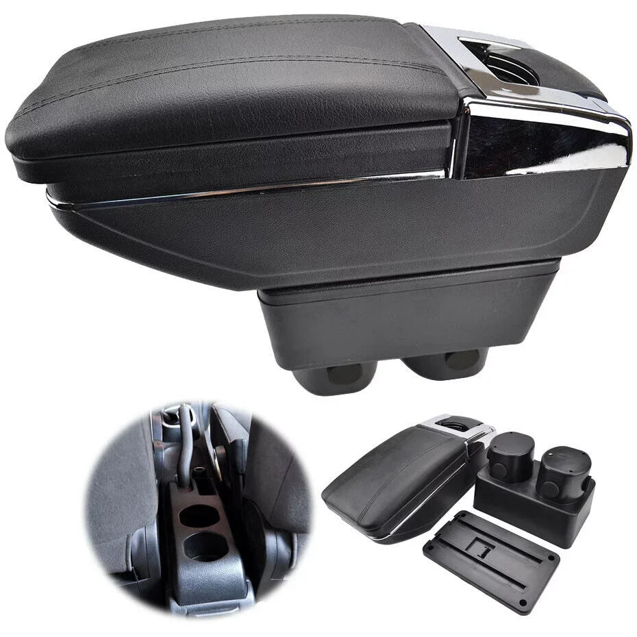 OUKANING Console Latio Box Center 2007-2011 Console Center Storage for Car Nissan Versa Armrest Box Rotatable Black Tiida Leather