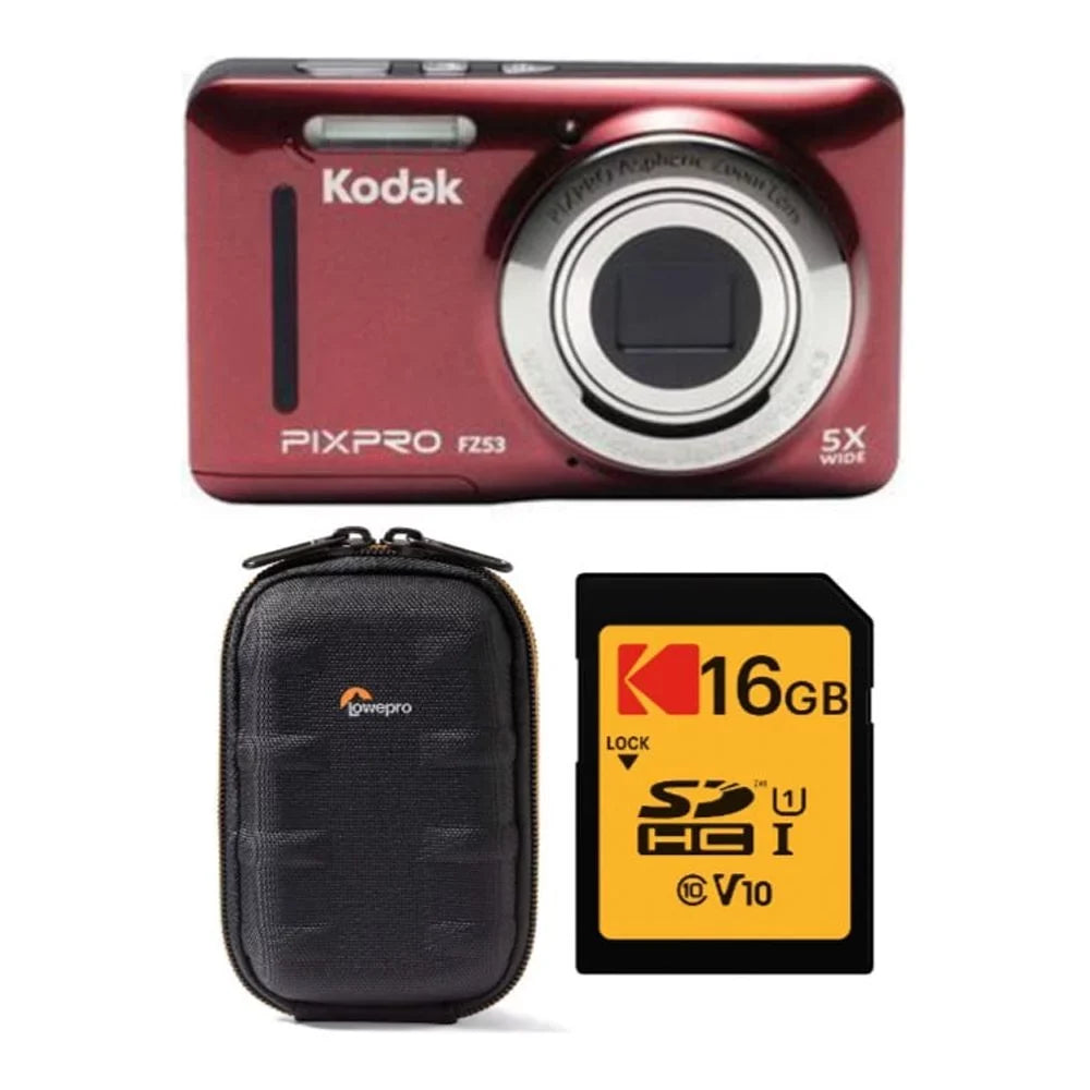Case PIXPRO Kodak Camera and (Red) Digital Card Memory FZ53 with Zoom Friendly