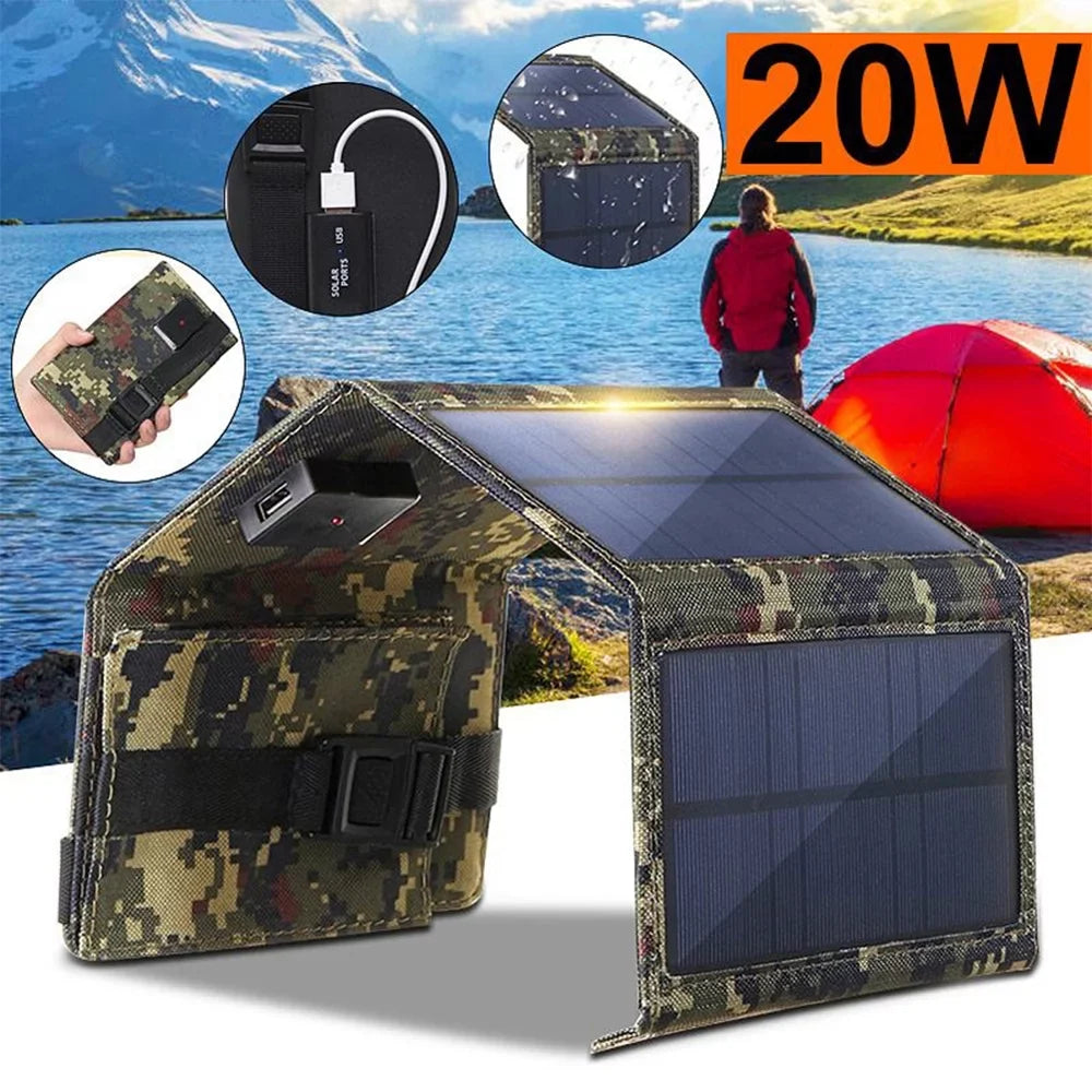 Removable ammoon USB Hiking Camping 20W Recharger Solar Solar , Portable Panel Mobilephone, for Folding Solar Panels