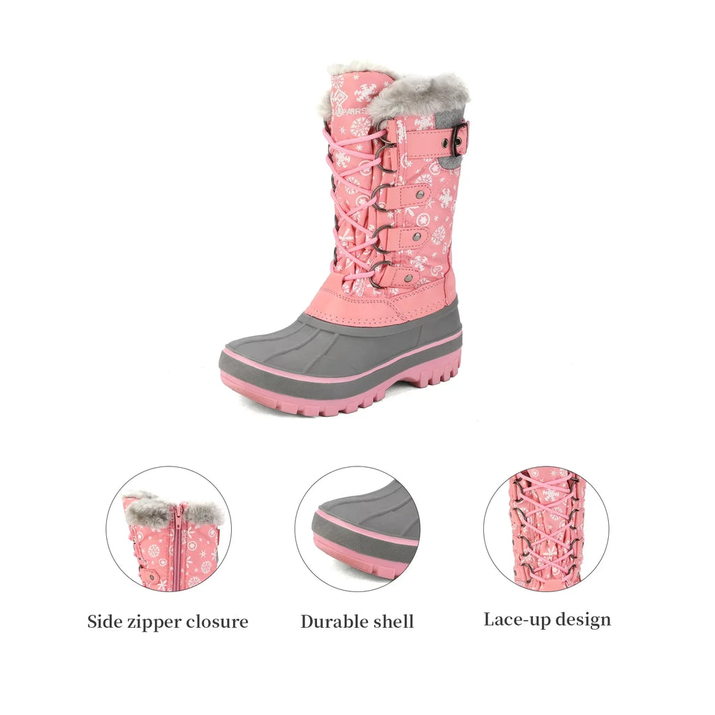Snow Girls Ankle Pairs Lace PINK KRIVER-1 Waterproof Dream Winter Size Boys 12 Up Boots Warm Shoes Boots