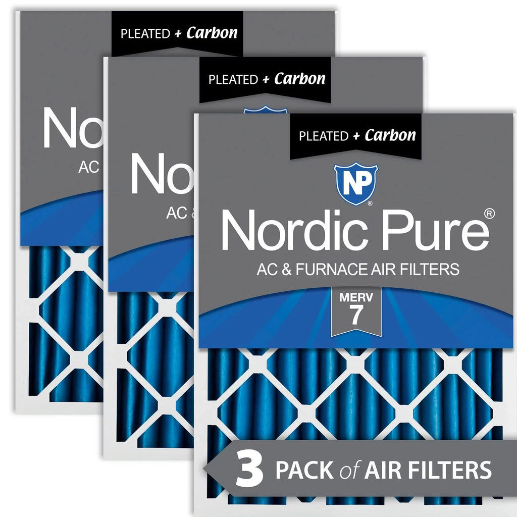 18x25x2 MERV Pure Air Pleated 3 Carbon 7 Plus Nordic Filters Pack