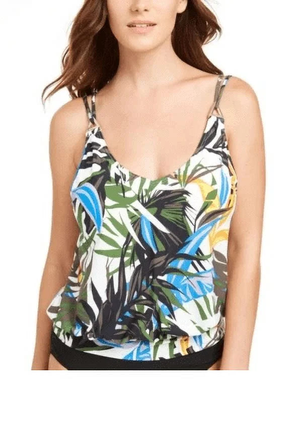 OLIVE top, TROPIC Klein US MULTI Calvin RAINFOREST 2X-Large Tankini Blouson Swim