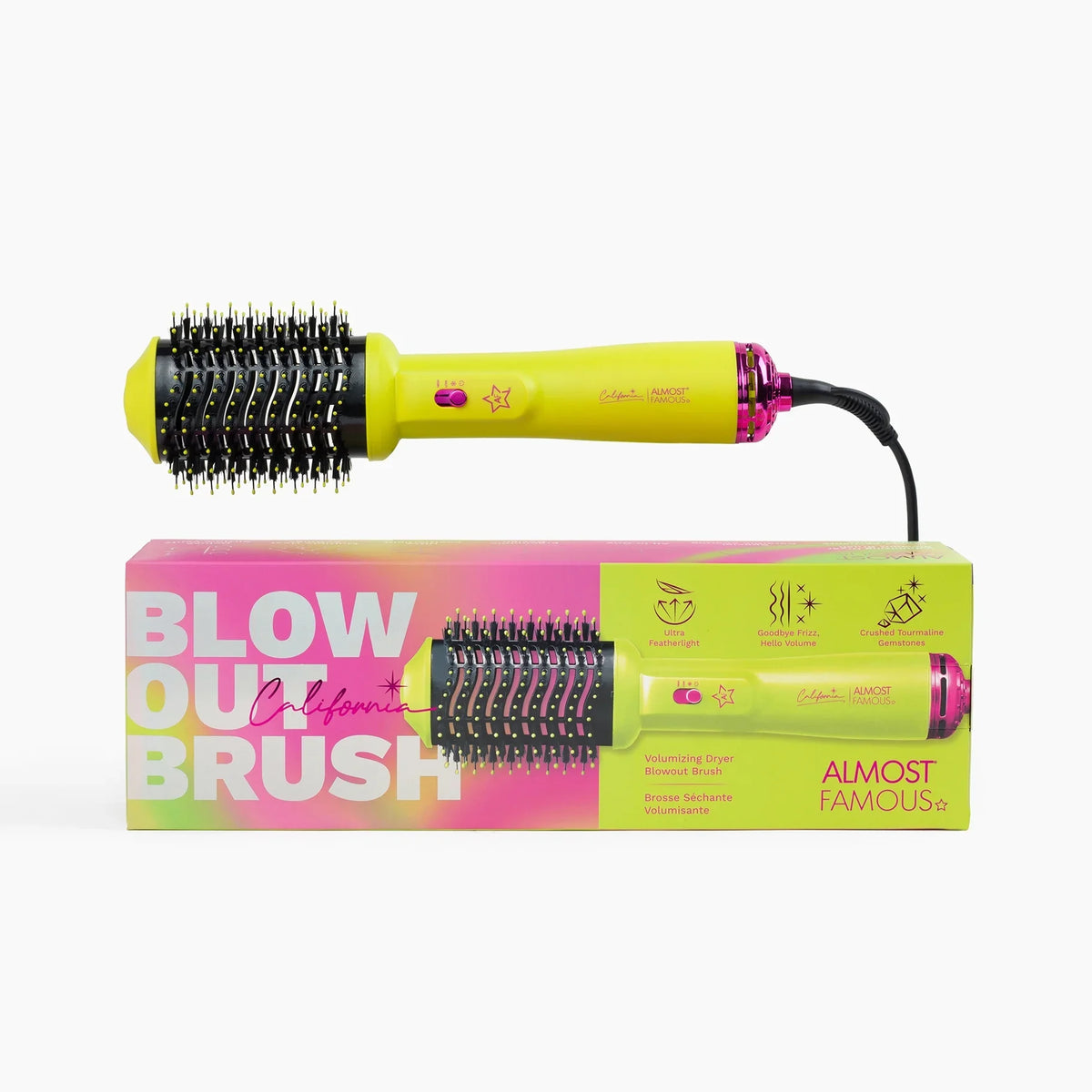 Ion, Volumizing 1 Settings, Round Yellow Temp Tool Styler, in 4 Blowout California Brush, & 3 Professional Anti-Frizz Collection, Quality Brush, Dryer Hair Salon Hot Negative