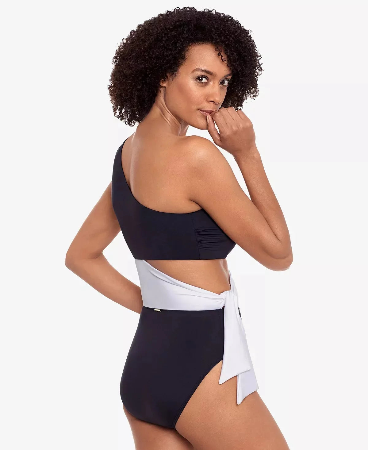 14 One-Piece Lauren US BLACK One-Shoulder Ralph Swimsuit, Cutout