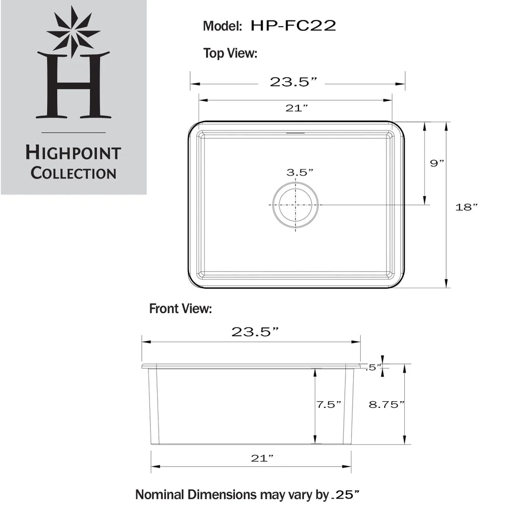 Highpoint Dualmount Kitchen Collection Sink Fireclay