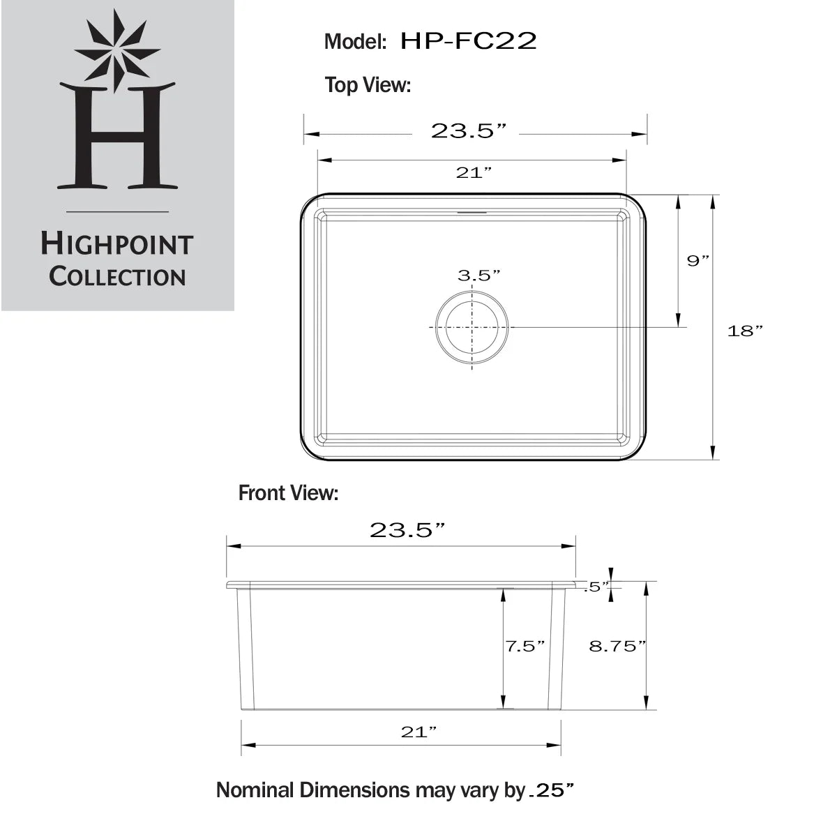 Highpoint Dualmount Kitchen Collection Sink Fireclay