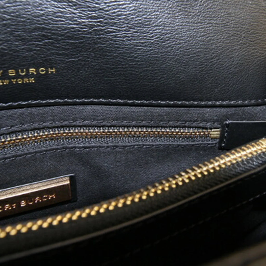 Chevron Chain Burch Black (Good) Bag Pre-Owned Leather TORY 58465 BURCH Quilted Women's Tory Shoulder Kira