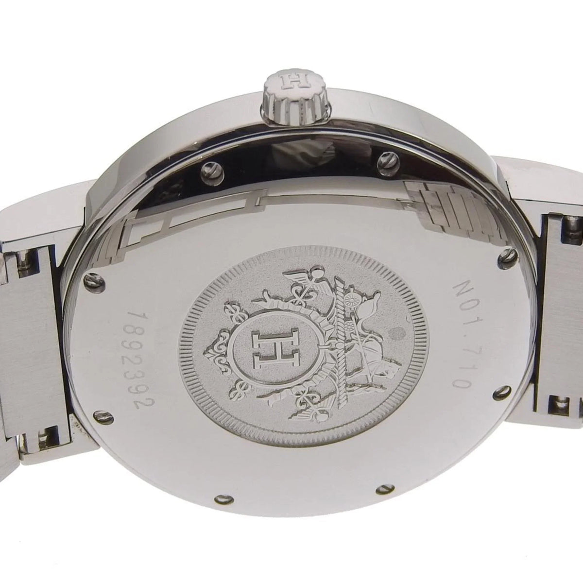Made (Fair) Quartz Dial White Watch Display Steel NO1.710 Stainless Pre-Owned Men's Nomad Silver Swiss Analog Hermes
