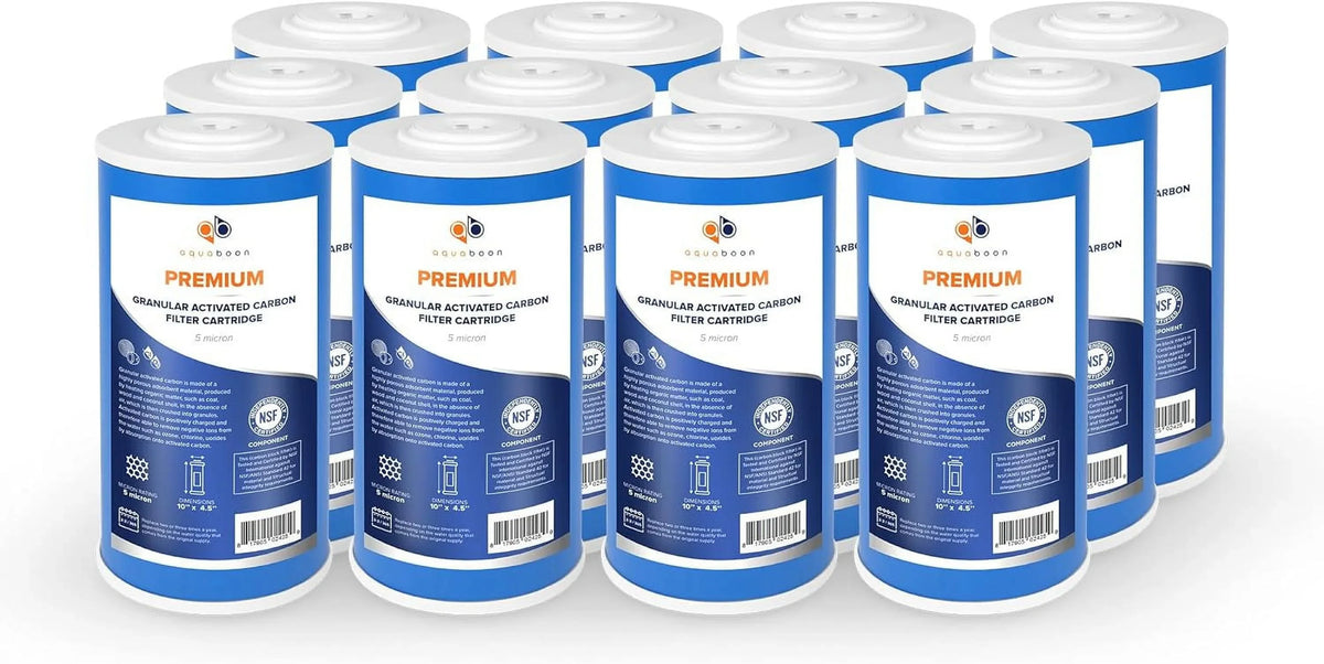 (GAC) X 12-Pack emium Coconut House Cartridge 10" Micron Carbon Granular Water Activated 5 Replacement Whole 4.5" Filter Shell