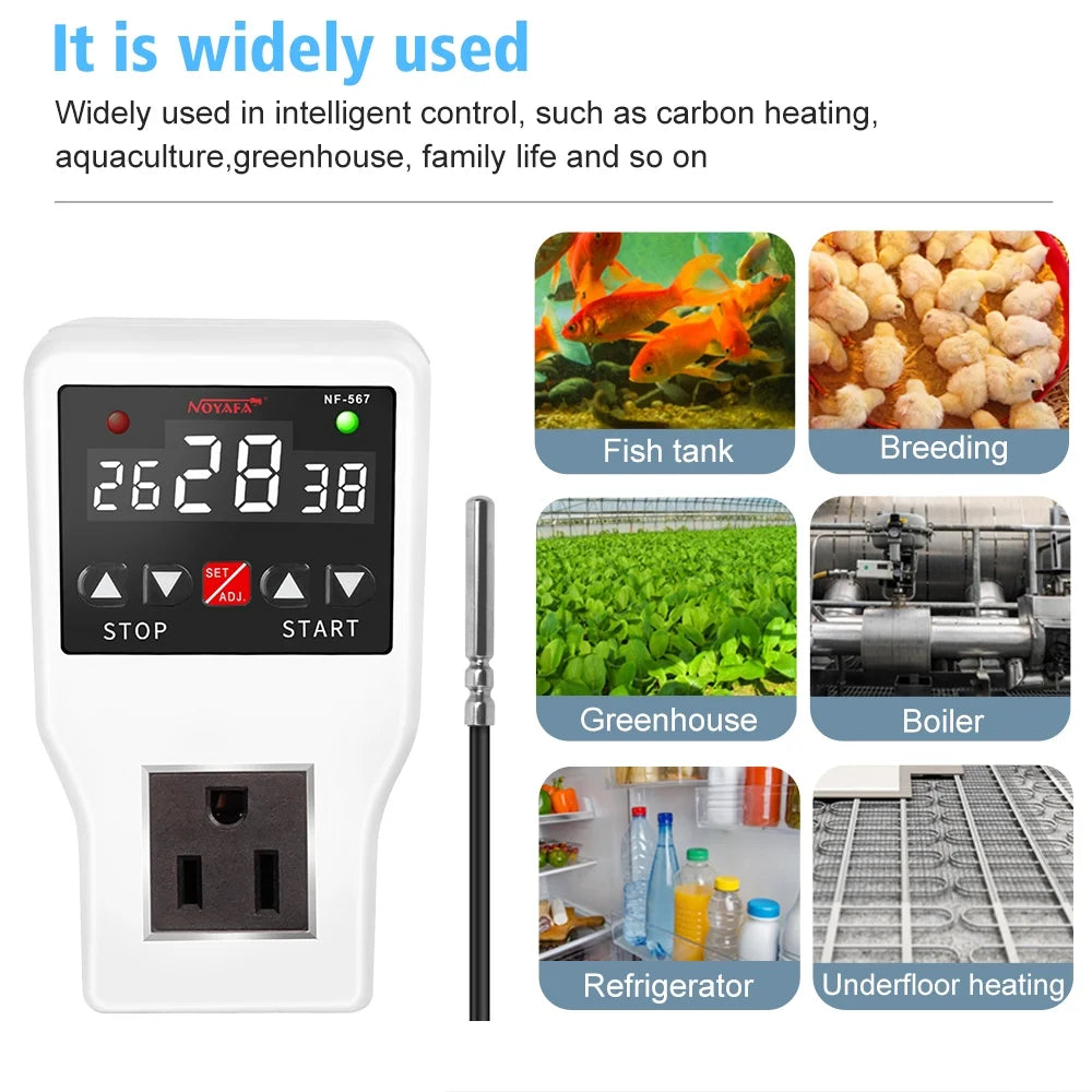 Appliances Ideal NF-567 Timer Digital Controller Plug 800W Switch, Home 10A, Cooling Temperature – Shinysix Thermostat Heating with Sensor Temperature Socket NOYAFA for