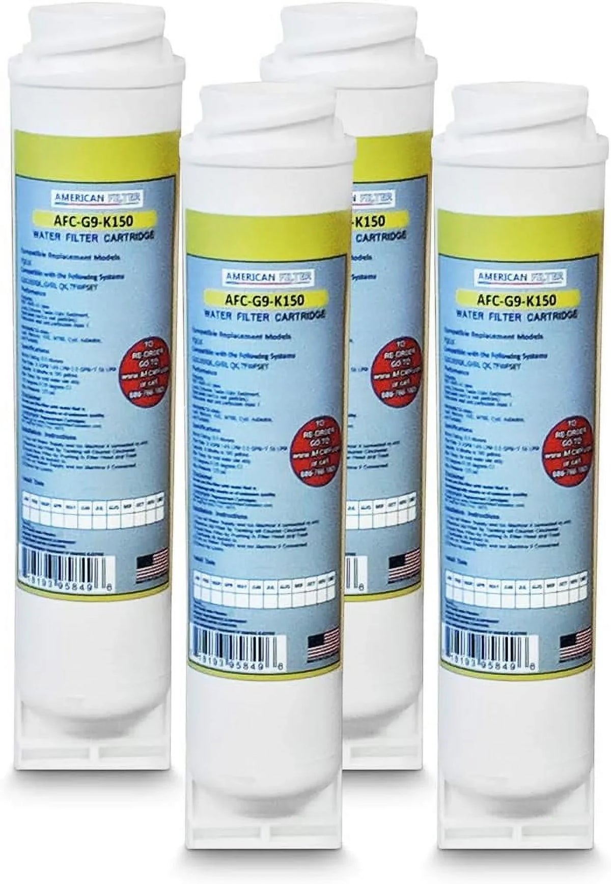 4-Pack Model Filters With Filter, AFC-G9-K15, AFC Water FQK1K Compatible Brand, # (R)