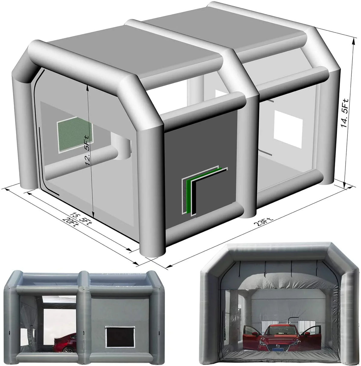 Booth Car Painting Spray 23x20x14.5Ft Paint Booth with Professional Inflatable Inflatable Blowers Sewinfla Booth Portable
